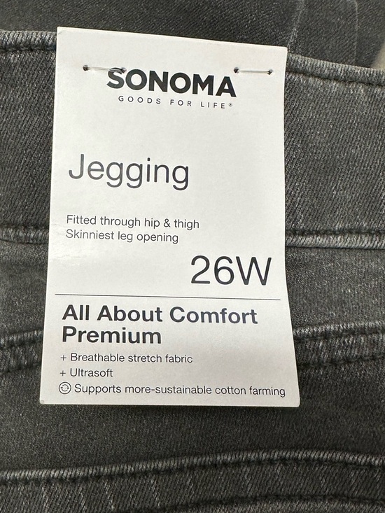 Sonoma Women’s NEW Pull On Faded Black Stretch Skinny Jeans Sz 26 W Leggings - Picture 6 of 7